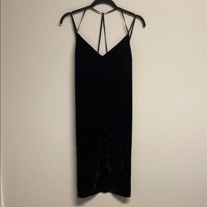 Black velvet midi dress